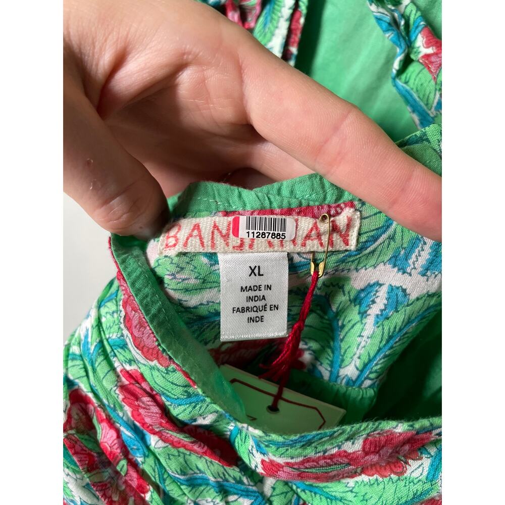 NEW Banjanan Capri Maxi Dress Women XL Green Jade Botanical Halter Garden Party - Picture 12 of 13